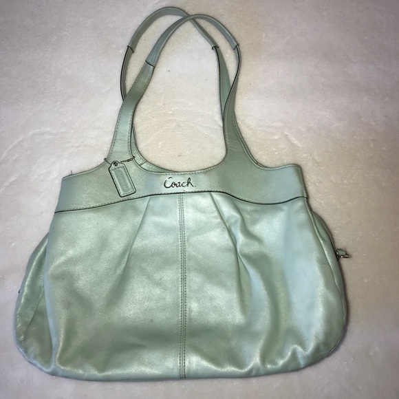 Coach mint green leather shoulder bag Bags | Coach Leather ...